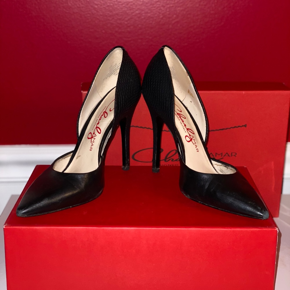 All black leather Made in Italy heels